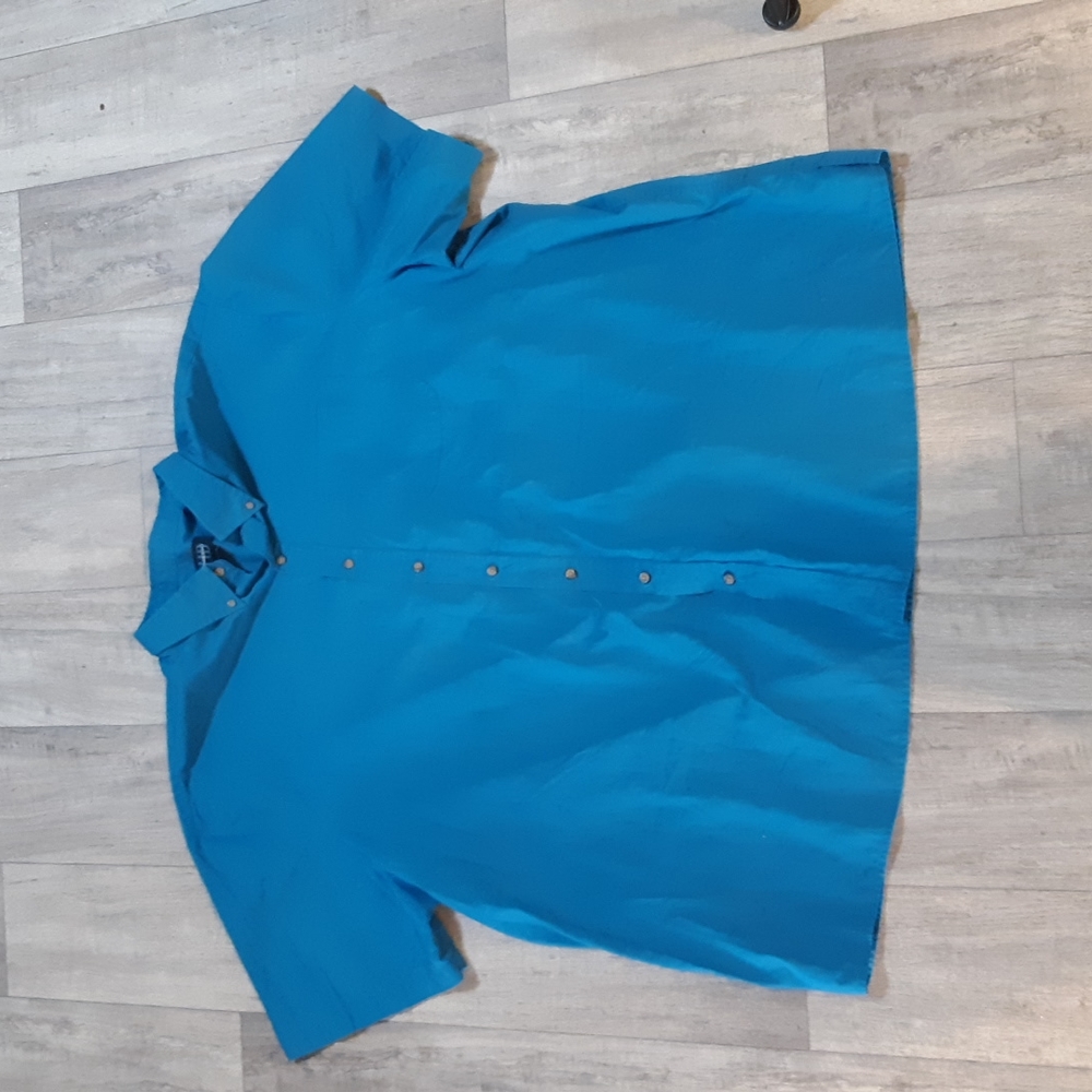 Mens 4XL Button up shirt Blue tone HARBOR BAY Cotton blend b17